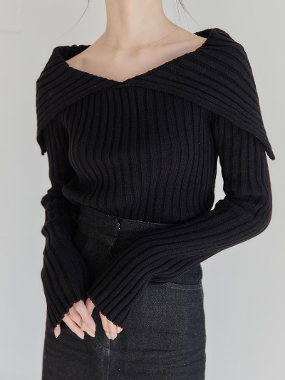 【NEW】 sailor collar 2way knit / black