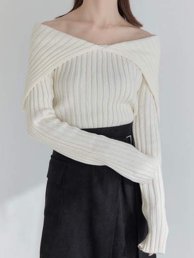 yRE ARRIVALz sailor collar 2way knit / ivory