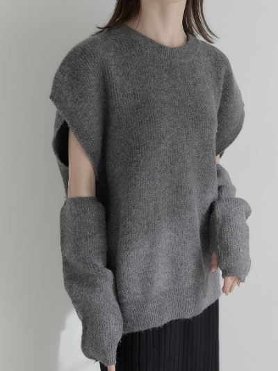 【NEW】 arm set oversize knit / gray