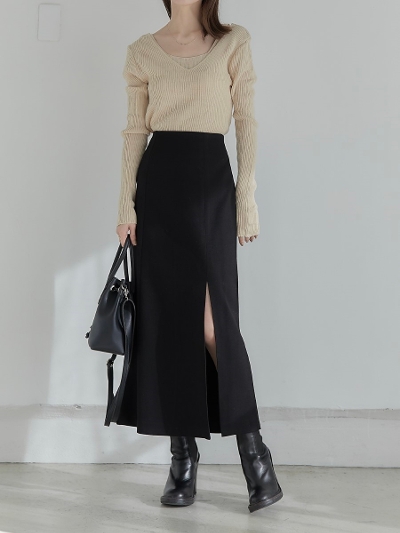 yRE ARRIVALz slit tight skirt / black