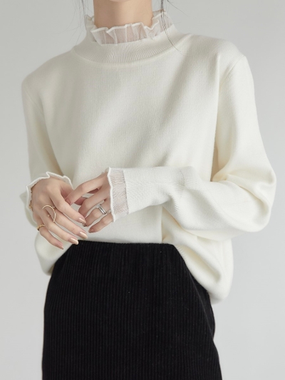 【RE ARRIVAL】 tulle layered knit / ivory