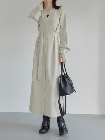 yRE ARRIVALz waist mark knit onepiece / ivory