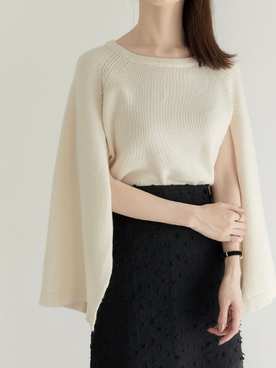 【NEW】 sleeve slit knit / cream