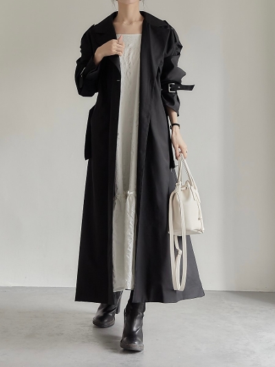 yRE ARRIVALz cape layered 2way coat / black