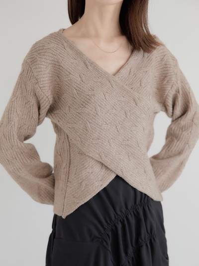 【NEW】 cross design cable knit / beige