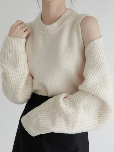 yNEWz bolero set knit ensemble / cream