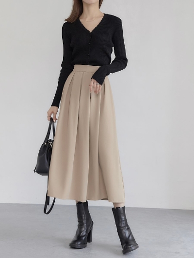 【NEW】 tuck pleats skirt / beige