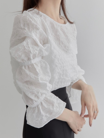 【NEW】 candy sleeve blouse / white