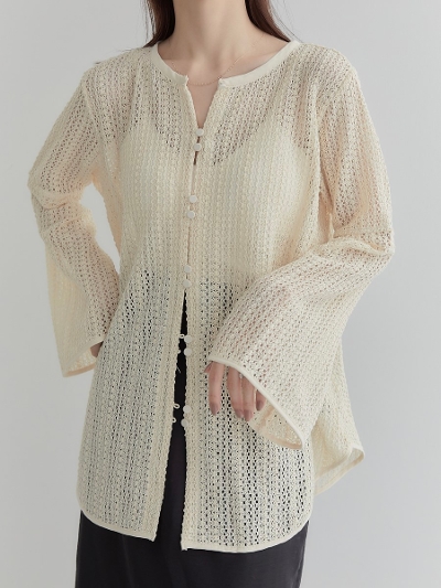 【NEW】 crochet knit cardigan / beige
