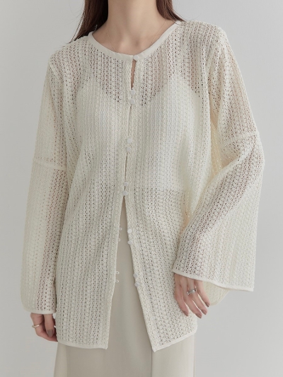 yNEWz crochet knit cardigan / ivory