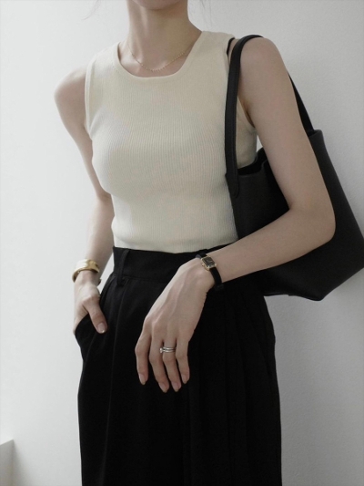 yNEWz amel original<br /> rib knit tank top / ivory