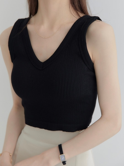 【NEW】 cropped bra tank top / black
