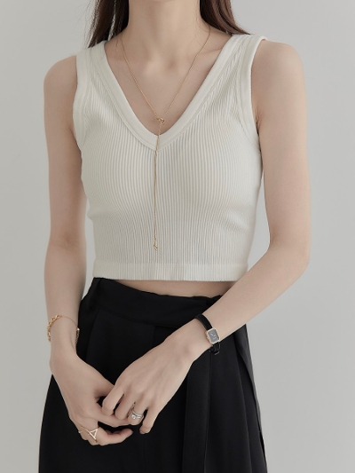 yNEWz cropped bra tank top / white