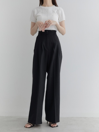 【RE ARRIVAL】 double tuck long pants / black
