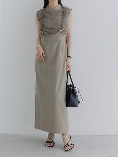 yNEWz drawstring layered dress / moca