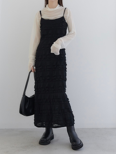 【NEW】 tiered frill knit cami dress