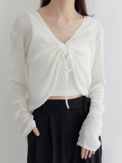 yNEWz drawstring ribbon tops / white