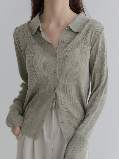 yNEWz sheer shirt cardigan / khaki