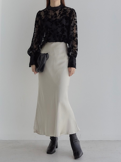 yRE ARRIVALz satin mermaid skirt / beige