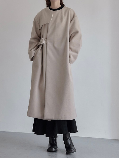 yNEWz side belt no collar coat