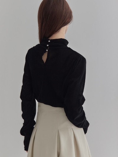 yNEWz velvet high neck sheer tops