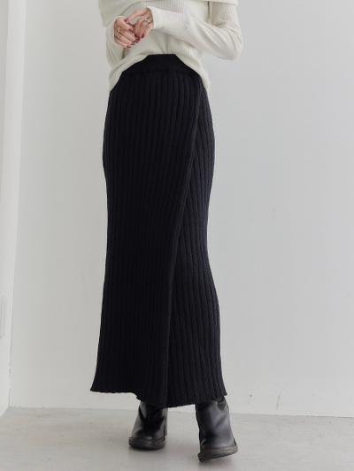 【NEW】 rib knit pencil skirt / black