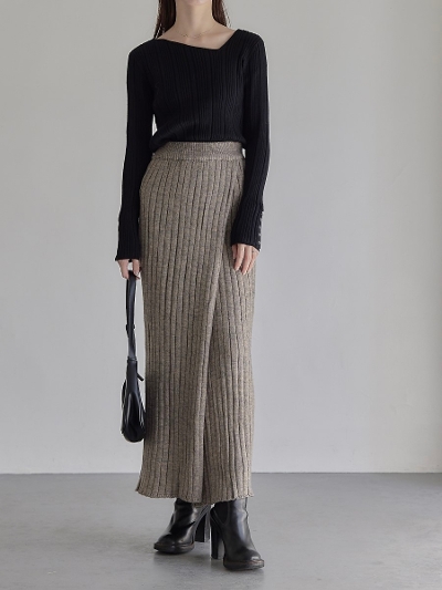 yNEWz rib knit pencil skirt / beige