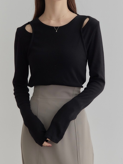 yNEWz layered design tops / black