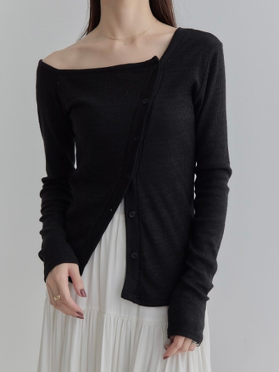 yNEWz asymmetry button line tops