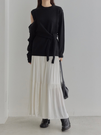 yNEWz ribbon knot design knit / black
