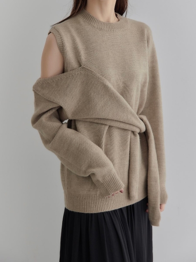 yRE ARRIVALz ribbon knot design knit / beige
