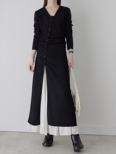 yNEWz button line asymmetry dress / black