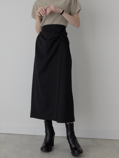 yRE ARRIVALz knot design wrap skirt / black