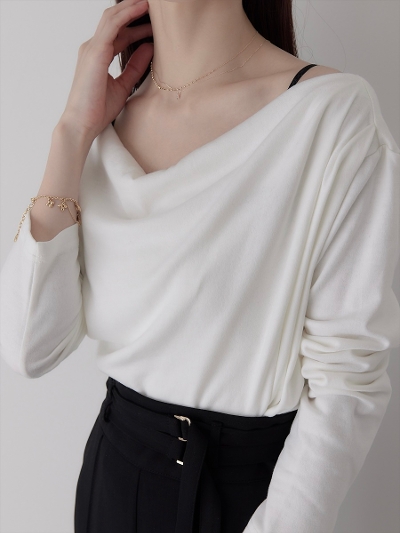 yRE ARRIVALz drape design tops / white