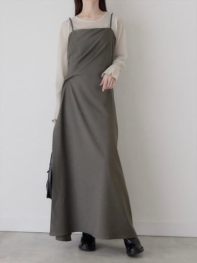 yRE ARRIVALz side drape cami dress/gray