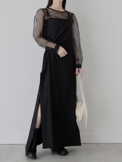 yRE ARRIVALz side drape cami dress/black