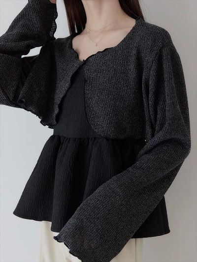 yRE ARRIVALzmellow line flare sleeve cardigan