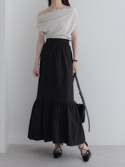 yNEWztiered gather cotton skirt