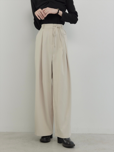 yRE ARRIVALzside ribbon tuck wide pants / ivory