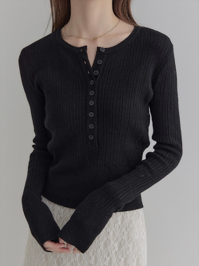 yNEWzhenley neck design knit / black