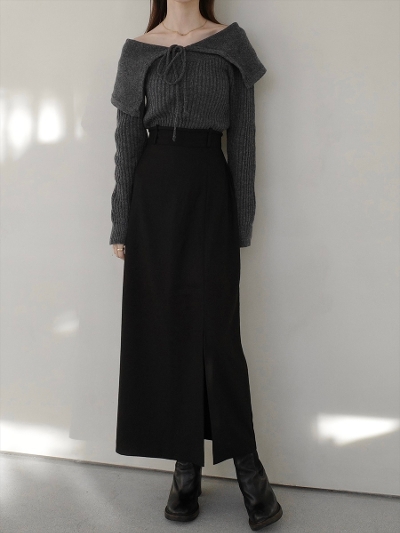 yNEWzback ribbon slit skirt