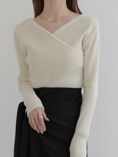 yRE ARRIVALzcachecoeur rib knit / ivory