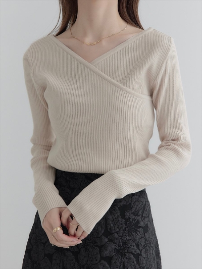 yRE ARRIVALzcachecoeur rib knit / beige
