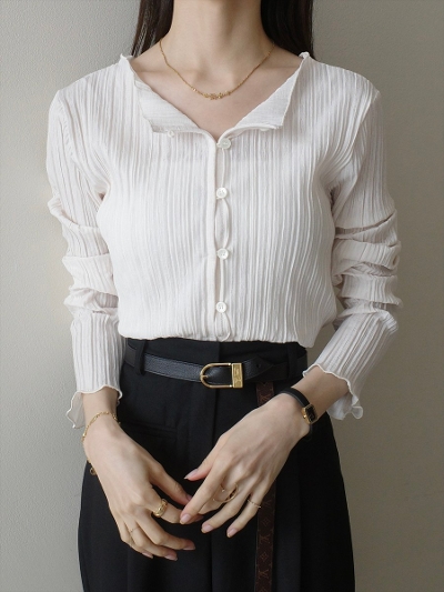 yRE ARRIVALzmellow rib cardigan tops / ivory