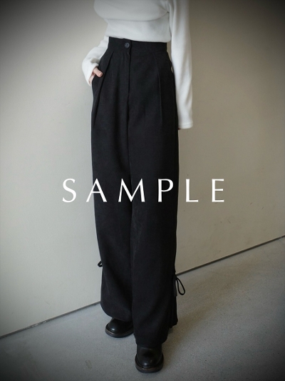 ySAMPLEzside ribbon corduroy pants / black