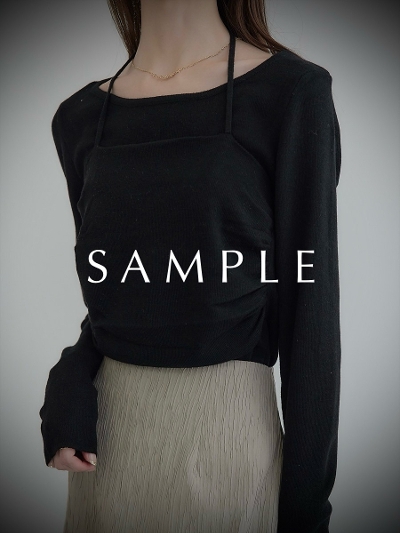 ySAMPLEzhalter neck cami layered knit / black
