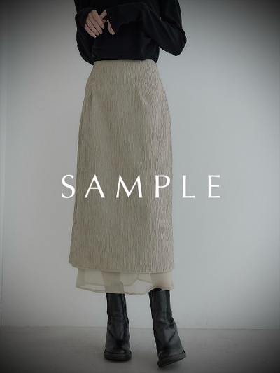 ySAMPLEzsheer layered tight skirt / beige