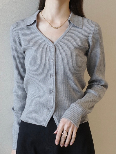 yNEWzskipper rib knit tops / grey