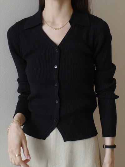 yNEWzskipper rib knit tops / black