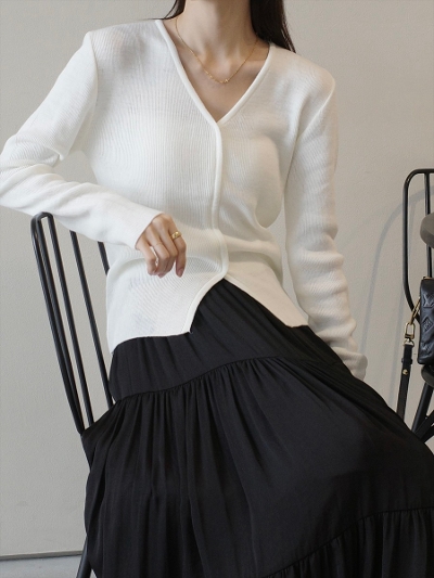 yNEWzv cut design rib knit / ivory